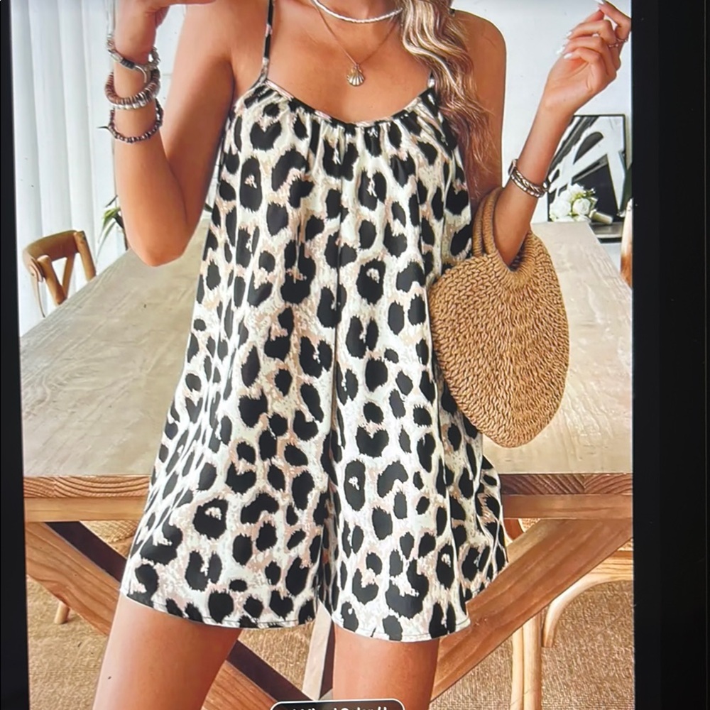 055. Black and White Spaghetti Strap Mini romper